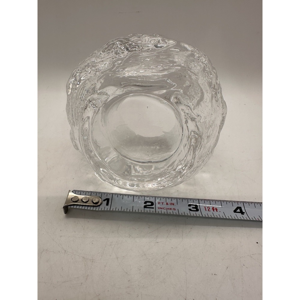 Kosta Boda Votive‎ Holder Snowball Crystal Art Glass Ice Block Candle 3" Vintage - Picture 3 of 4